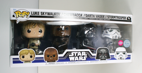 Funko POP! 4er Pack (Special Ed. Flocked) Luke, Chewbacca, Darth Vader, Stormtrooper - Star Wars