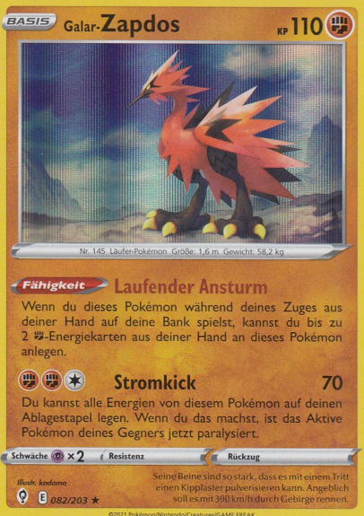 Galar-Zapdos 082/203 Holografisch NM (DE) - Pokémon TCG - EINZELKARTE