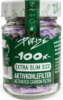 Purize Xtra-Slim Aktivkohlefilter 100 Stk. Glas - Lila 5,9 mm